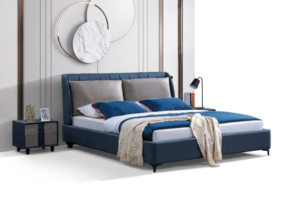 Luxueux lit en bois Lit de mariage Lit double Lits Design Rembourrage Chambre à coucher 180x200 nouveau