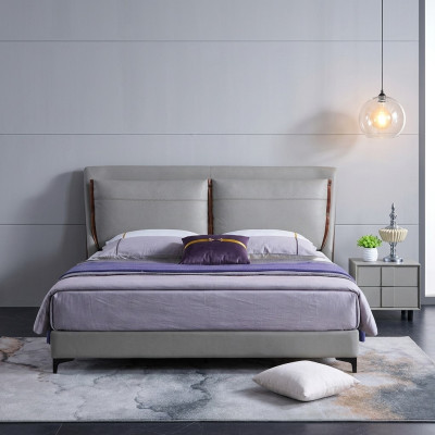 Lit en bois, lit double, lit de luxe, meubles de chambre, hôtel, 180x200cm, lits en cuir
