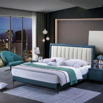 Conception de rembourrage de lit en cuir de luxe pour hôtel double de mariage lits en bois décoratifs sommeil