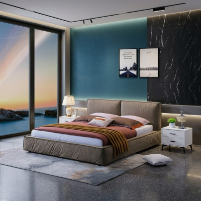 Conception Chambre Lit Luxe Lits Bois Double Mariage Rembourrage Mobilier 180x200cm