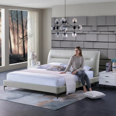Conception de rembourrage de lit Lits doubles de luxe en cuir dans les chambres de sommeil de luxe de l'hôtel