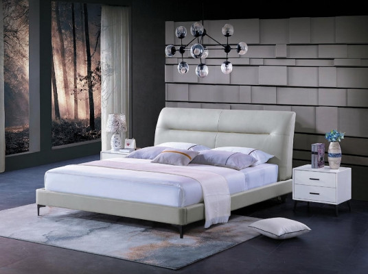 Conception de rembourrage de lit Lits doubles de luxe en cuir dans les chambres de sommeil de luxe de l'hôtel