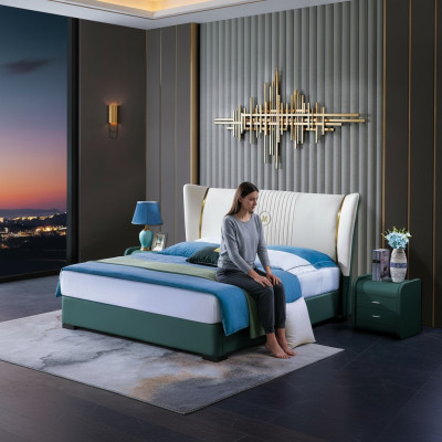 Lit design en bois Luxueux Double Mariage Hôtel Moderne Cadre Chambre de sommeil