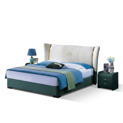 Chambre Lit Tables de chevet 3 pièces Ensemble de lits de luxe en bois Lit double