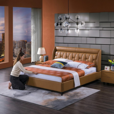 Conception Chambre Lit Bois Lits Luxe Double Mariage Rembourrage Mobilier 180x200cm