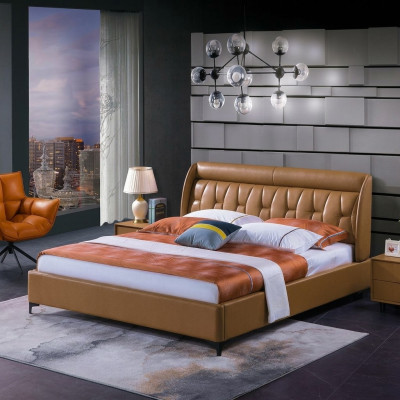 Conception Chambre Lit Bois Lits Luxe Double Mariage Rembourrage Mobilier 180x200cm