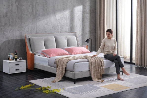 Lit double classique Lits bois Gris Style Chambre à coucher en bois massif nouveau