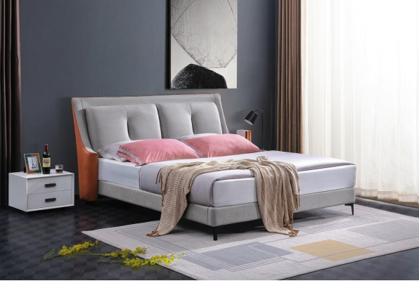 Lit double classique Lits bois Gris Style Chambre à coucher en bois massif nouveau