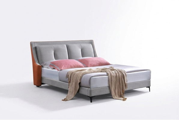 Lit double classique Lits bois Gris Style Chambre à coucher en bois massif nouveau