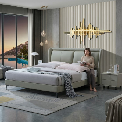 Design de literie de luxe Lit double Mariage Hôtel Chambre de repos Textile