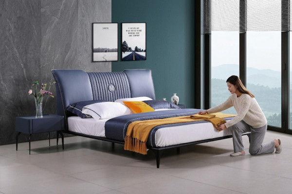 Conception de rembourrage de lit Luxe Lits doubles d'hôtel. Chambre de sommeil de mariage en cuir