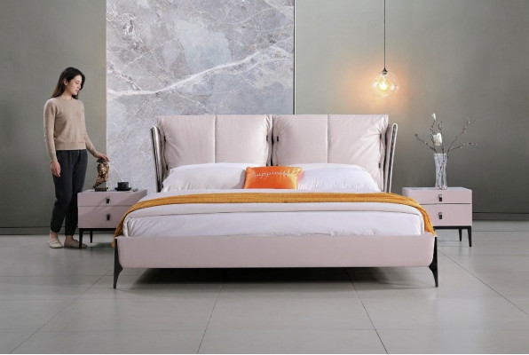 Hôtel design moderne Lit xxl Lits Luxe Double en simili cuir Cuir imitation