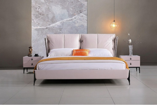Hôtel design moderne Lit xxl Lits Luxe Double en simili cuir Cuir imitation