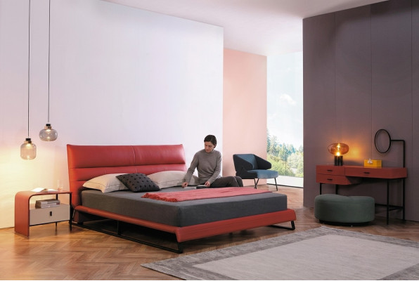 Conception de rembourrage de lit, lits doubles décoratifs luxueux Hôtel Dormir Chambre en cuir