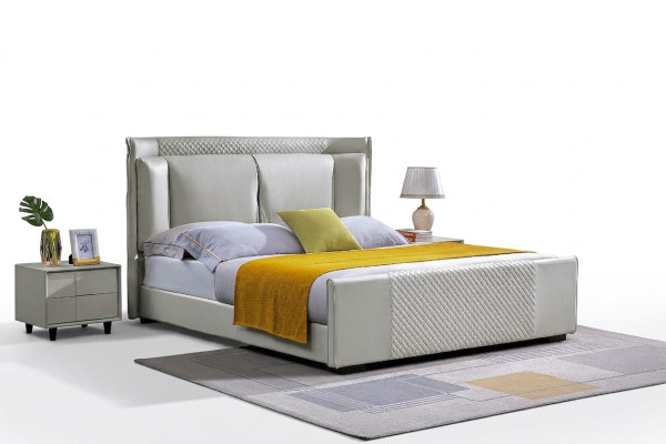 Lit Ensemble de chambre à coucher Design Mobilier Lits de luxe 2x Table de chevet Cadre de lit 3 pièces