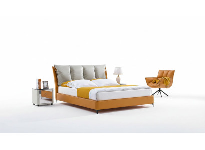 Création de lit de luxe en tissu pour hôtel, lits orange, mobilier de chambre à coucher, nouvel hôtel double