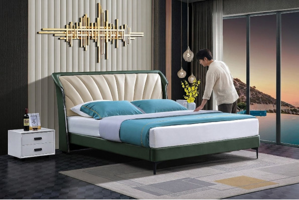 Cadre de lit Tissu Mobilier Luxe Lits Modernes Lit Textile Chambre à coucher Design Nouveau