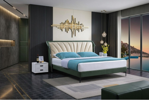 Cadre de lit Tissu Mobilier Luxe Lits Modernes Lit Textile Chambre à coucher Design Nouveau