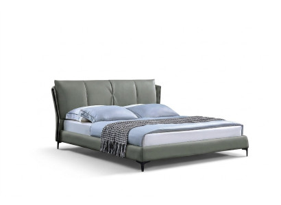 Cuir Lit Rembourrage Lit Cadre de lit Mobilier de chambre de luxe Design vert Cuir