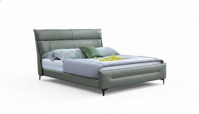 Lit complet Lit en cuir vert Lits de luxe Design de meubles de chambre à coucher 180x200