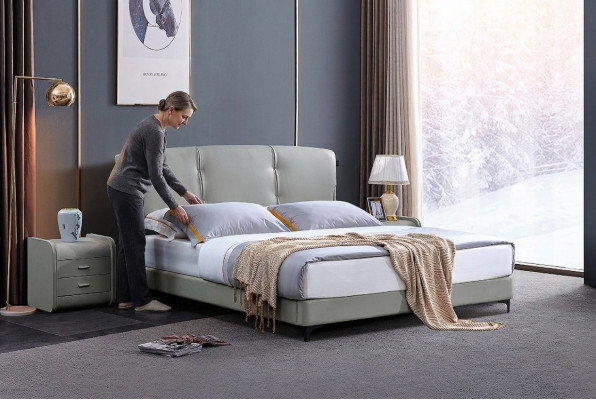 Chambre de luxe Lit Lits classiques Meubles Mobilier moderne Cadre de lit Beige