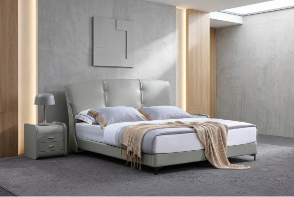 Chambre de luxe Lit Lits classiques Meubles Mobilier moderne Cadre de lit Beige