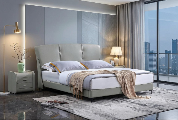 Lit double Chambre d'hôtel de luxe avec lit matrimonial 2x Tables de chevet Ensemble de 3 pièces Lits neufs