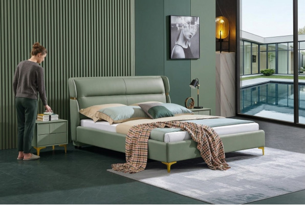 Tapisserie de lit design de luxe pour lits doubles d'hôtel Chambre de sommeil de luxe verte
