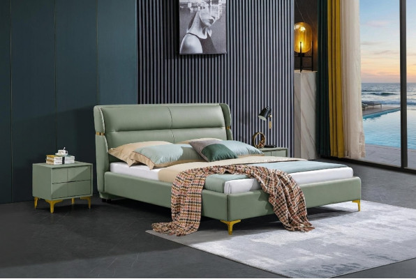 Tapisserie de lit design de luxe pour lits doubles d'hôtel Chambre de sommeil de luxe verte