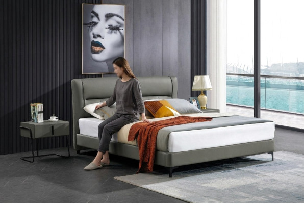 Lit double Lit en cuir Lits Lit design Imitation cuir Rembourrage Chambre neuve