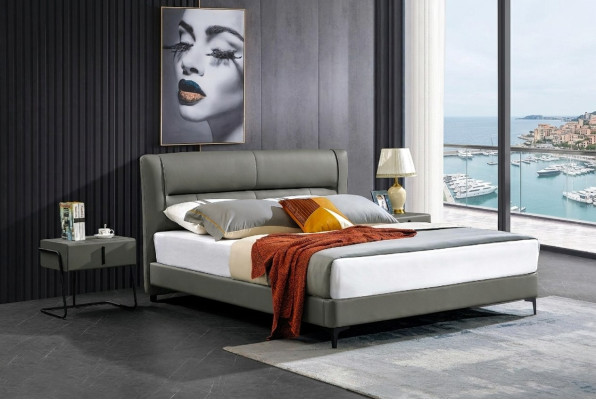 Lit double Lit en cuir Lits Lit design Imitation cuir Rembourrage Chambre neuve