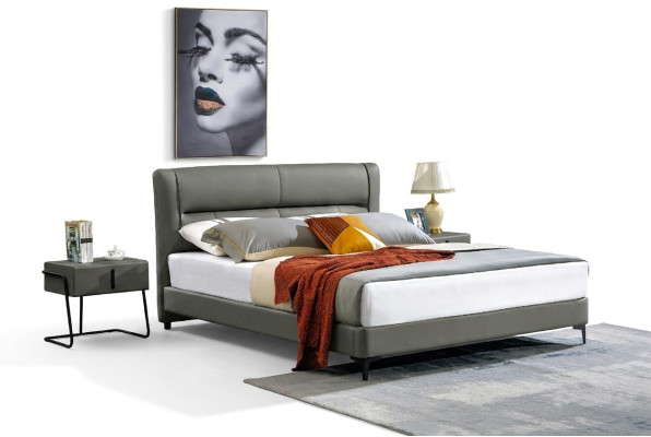 Lit double Lit en cuir Lits Lit design Imitation cuir Rembourrage Chambre neuve