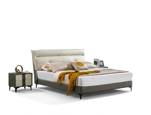 Designer Lit Rembourré Double lits Lits Chambre Lit de mariage lit en cuir neuf A591