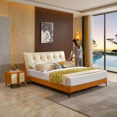 Lit de luxe en tissu pour hôtel double 180x200 de design et de décoration.