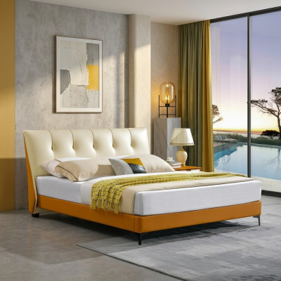 Lit de luxe en tissu pour hôtel double 180x200 de design et de décoration.