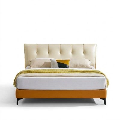 Lit en cuir Lits de luxe Lits doubles Matelas de mariage Hôtel Ensemble complet