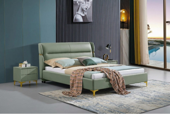 Tissu d'ameublement de lit design de luxe double lits d'hôtel décoratifs mariage salle de chambre en cuir