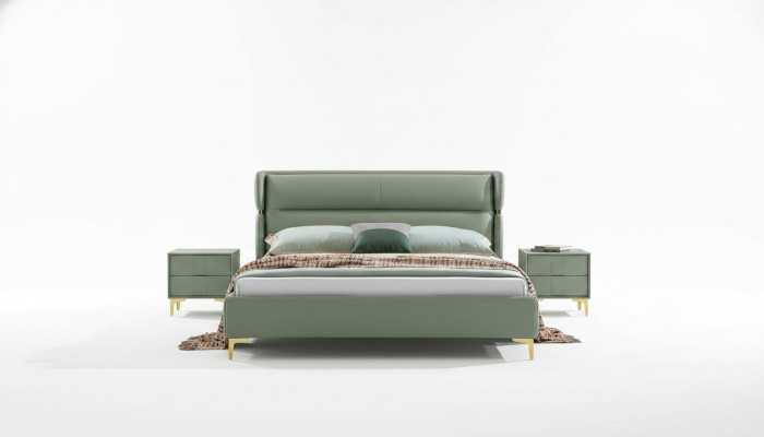 Tissu d'ameublement de lit design de luxe double lits d'hôtel décoratifs mariage salle de chambre en cuir