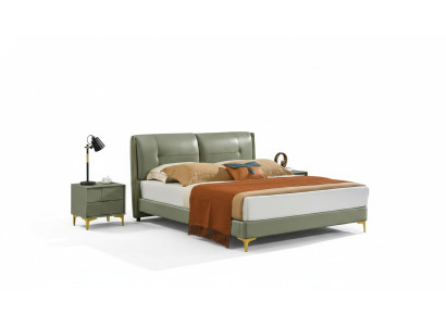 Chambre à coucher Ensemble Lit Table de chevet Design Moderne Lits de luxe en cuir 3 pièces.
