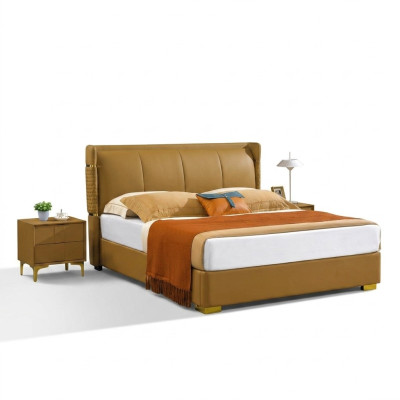 Chambre Set Lit Table de chevet Design Lits Modernes en Cuir Groupés