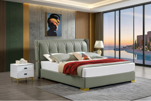 Lit design 2x Table de chevet 3 pièces. Ensemble de chambre à coucher de luxe complet neuf