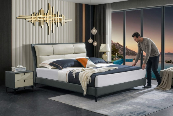 Ensemble de chambre Designer lit de luxe complet comprenant 2 tables de chevet