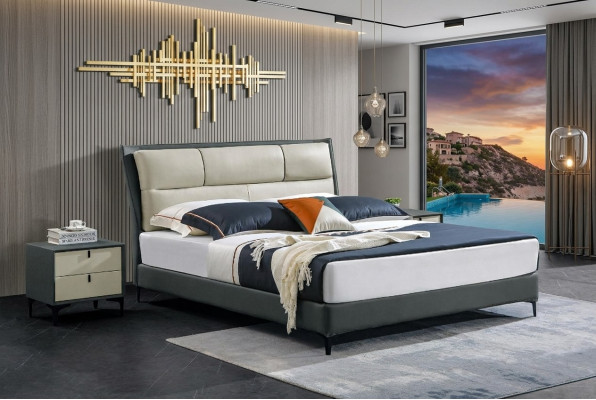 Ensemble de chambre Designer lit de luxe complet comprenant 2 tables de chevet