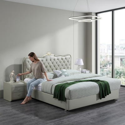 Lit en cuir Chambre Complet Lit 3 pcs. Suite Hôtel Ensembles Tables de chevet.