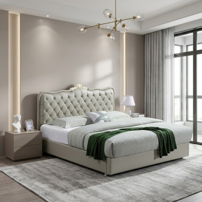 Lit en cuir Chambre Complet Lit 3 pcs. Suite Hôtel Ensembles Tables de chevet.