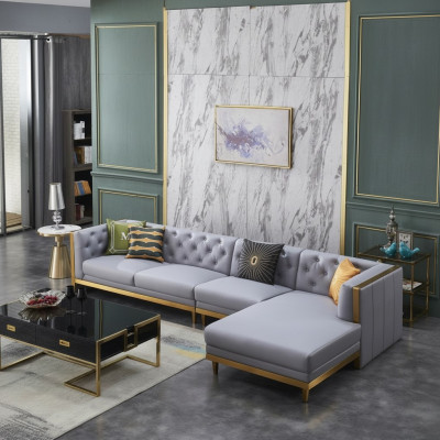 Canapé d'angle Canapé Canapé Canapé en cuir Paysage de vie Mobilier de luxe Forme en L