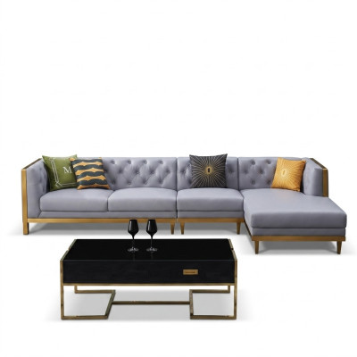 Canapé d'angle Canapé Canapé Canapé en cuir Paysage de vie Mobilier de luxe Forme en L