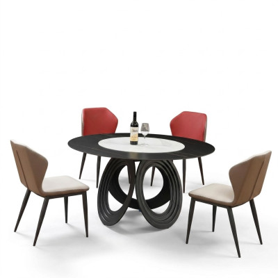 Designer Ensemble de salle à manger en bois Ensemble de table décorative 4 chaises inclinées Suite