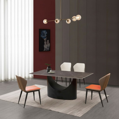 Table à manger de conception Ensemble de 4 chaises Groupe de salle Suite de 5 pièces. Tables en marbre