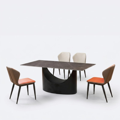 Table à manger de conception Ensemble de 4 chaises Groupe de salle Suite de 5 pièces. Tables en marbre